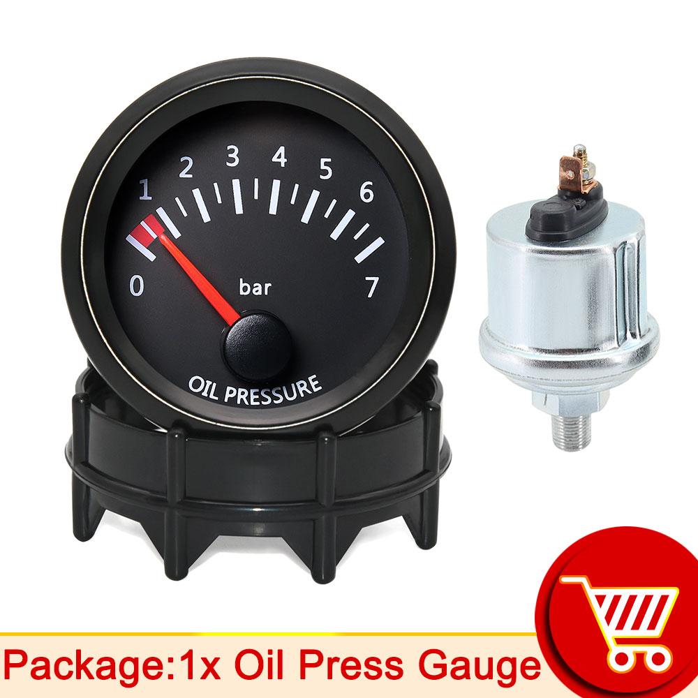 AD 52мм Манометр давления масла 7 Бар 10 PSI Стрелочный 12В Манометр давления масла Белая подсветка Автомобильный прибор Датчик давления масла для бензинового двигателя