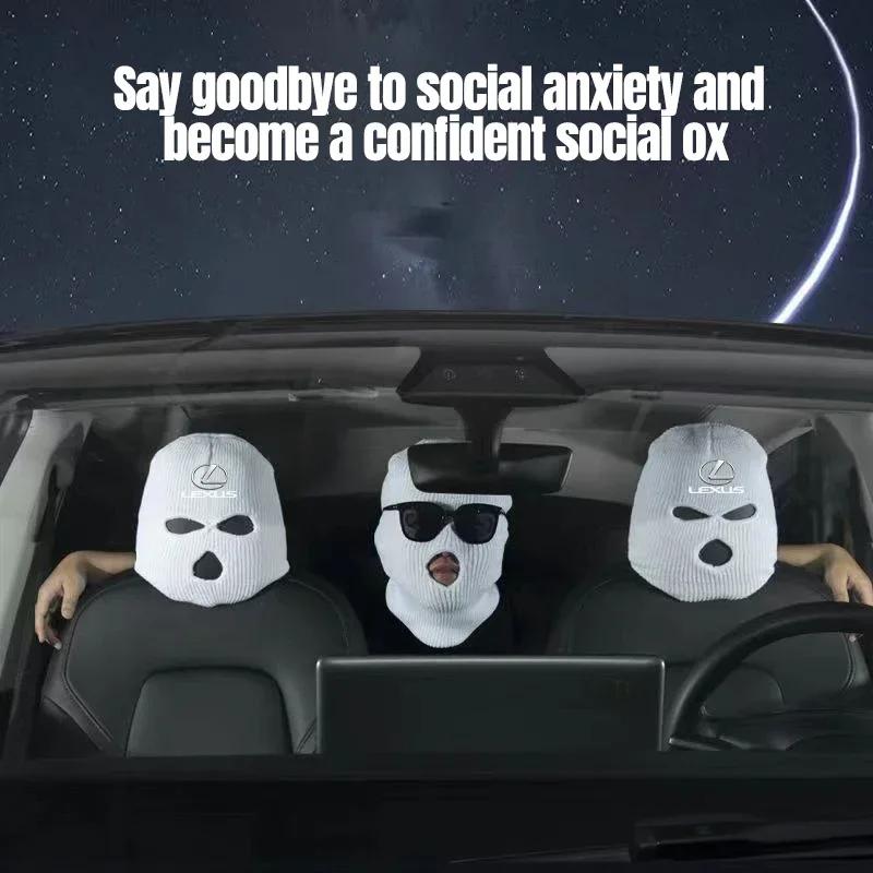 AABGD1 Car Seat Headcovers Personalized Knitted Headcovers Masked Man Funny Hat For Lexus IS250 IS300 RX330 RX350 GX200 GX300 LX470