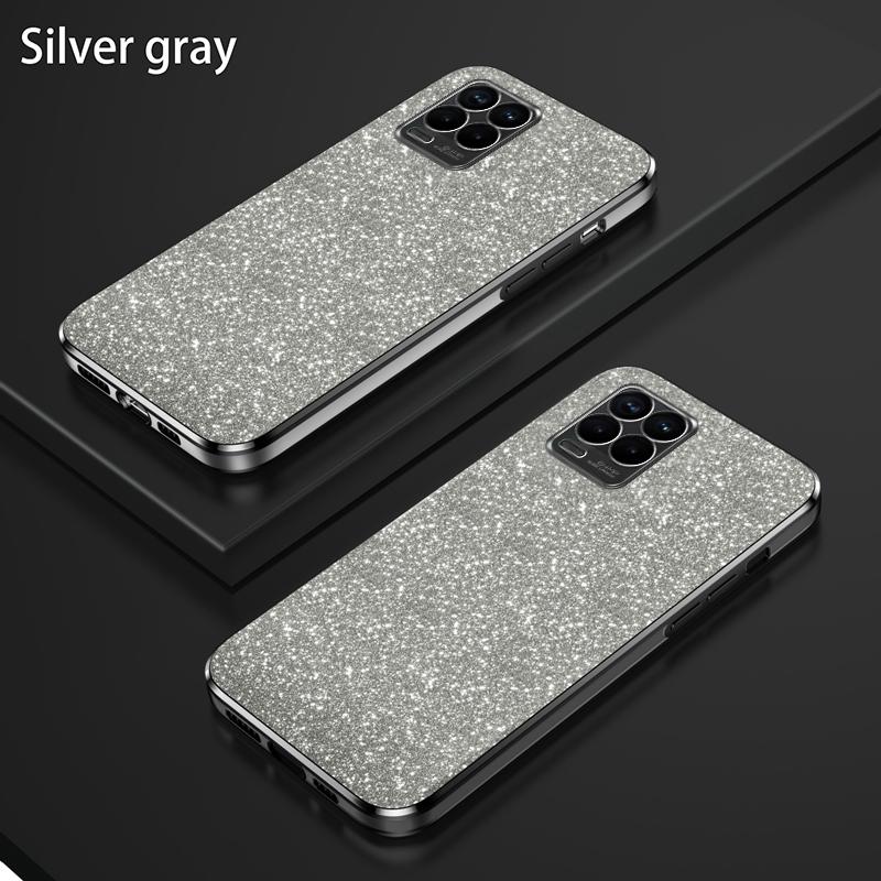 

For OPPO Realme 8 4G Case Bling Luxury Electroplate Glitter Phone Case For OPPO Realme 8 Pro Soft TPU Bumper Clear Back Cover For Realme 8 Pro серебряный серый