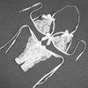 Sexy Women's Detachable Three Point Two-piece Set Open Crotch Mini Panties Lace Lingerie Thong Strap Underwear