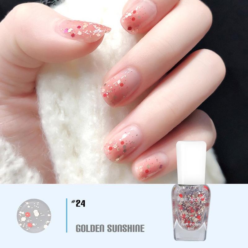 

40 цветов, лак для ногтей без запекания на водной основе, блестящие блестки, долговечный, разрываемый, здоровый, отрываемый, быстросохнущий, телесный лак для ногтей