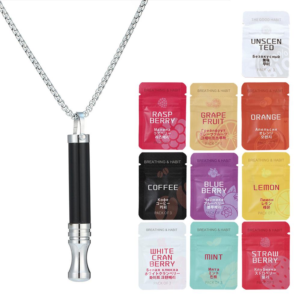 Anxiety Breathing Necklace with Resistance, Flavoured Air Wooden Breathlace, Filter Natural Essential Necklace Pendant