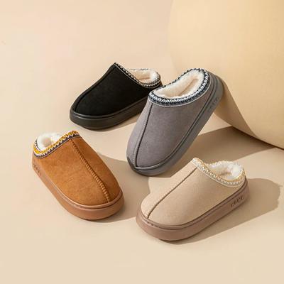Classic Winter Women Slippers Slip On Faux Fur Warm Mules Women Fluffy Suede Comfy Slippers Indoor Outdoor Scuff Clog Slipper