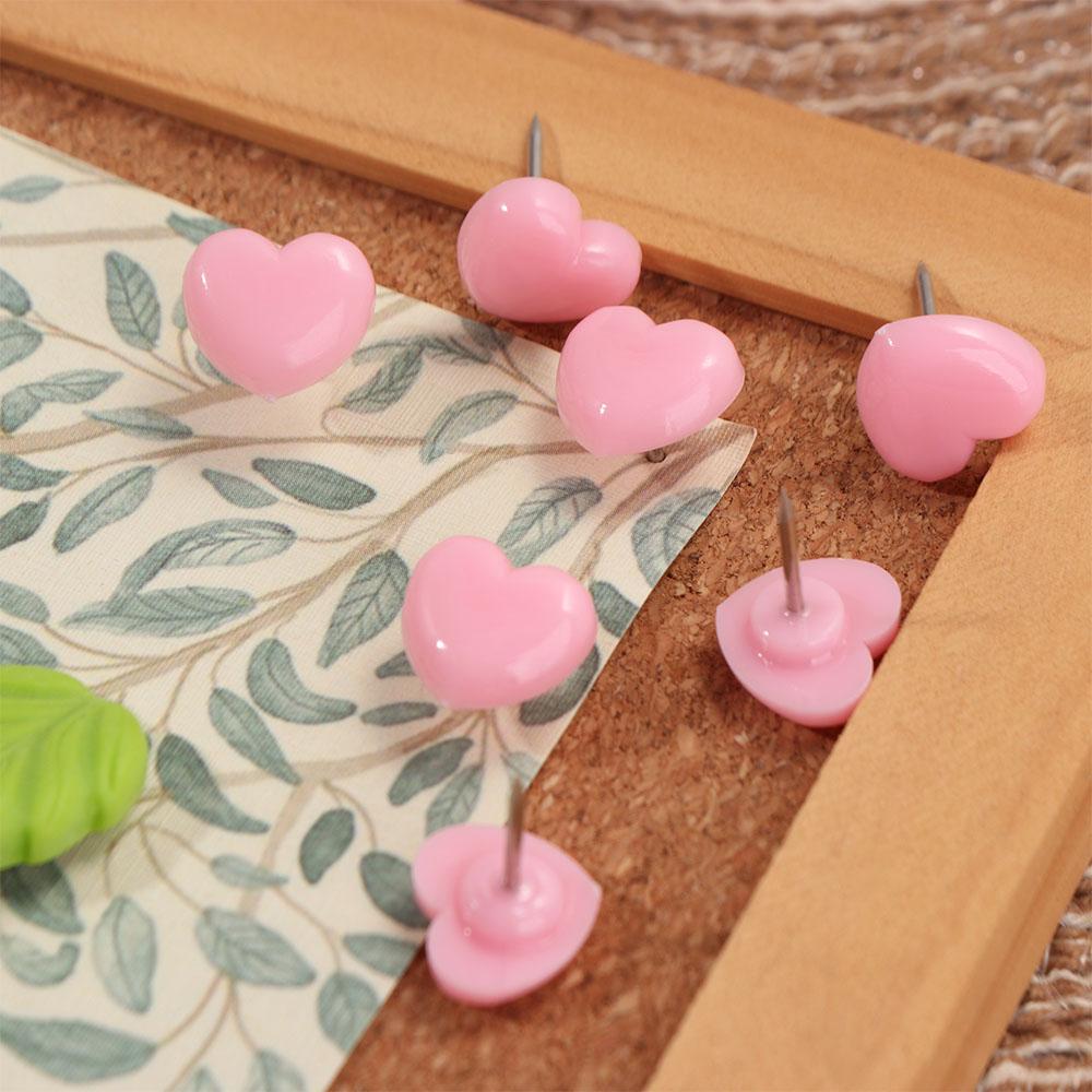 50pcs Metal Colored Push Pins Heart shape Thumb Tacks PP Metal Push Pins  Office Binding Supplies