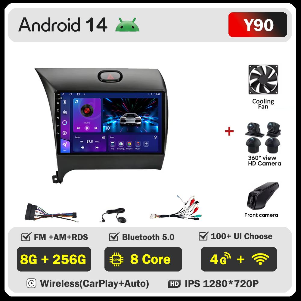 Android 14 For Kia Cerato 3 K3 Forte 2013 - 2017 Car Carplay Radio Touch Screen Smart Intelligent Systems GPS Navigation No 2din