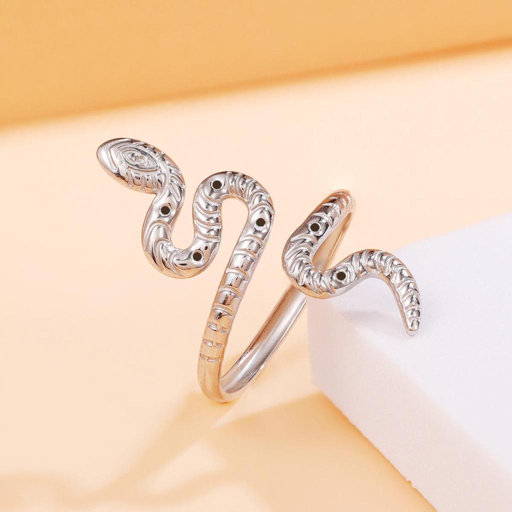 Retro Punk Snake Design Adjustable Stainless Steel Ring
