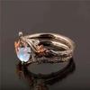 Retro Fashion Maple Leaf Water Drop Opal Stone Rings for Women Charm Luxury Finder Aesthetic jewelry Wedding Anniversary Gift