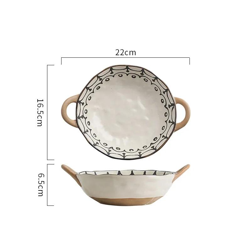 Creative Retro Ceramic Bowls Light Luxury Restaurant Large Soup Bowl Household Delicacies Ramen Bowl Unique Tableware
