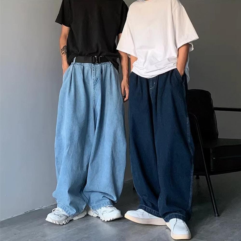 Gerade Jeans Männer Blau Lose Denim Hose Neutral Y2K Jean Streetwear Casual Wide Jeans Mans Hosen Männer Baggy Hip Hop