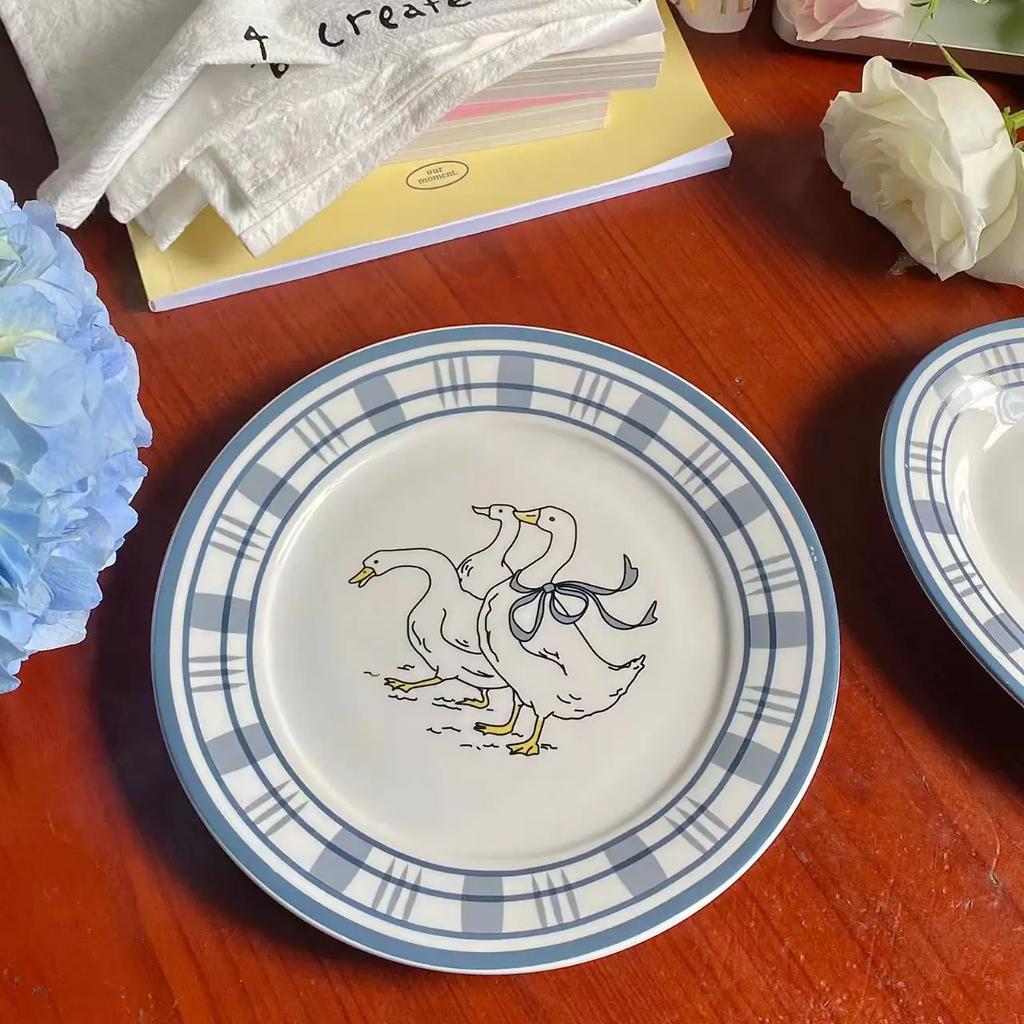 Cute Creative Porcelain Plate Korean Style Cartoon Household Tableware Breakfast Toast Plates Ceramic Kitchen Supplies 8inches