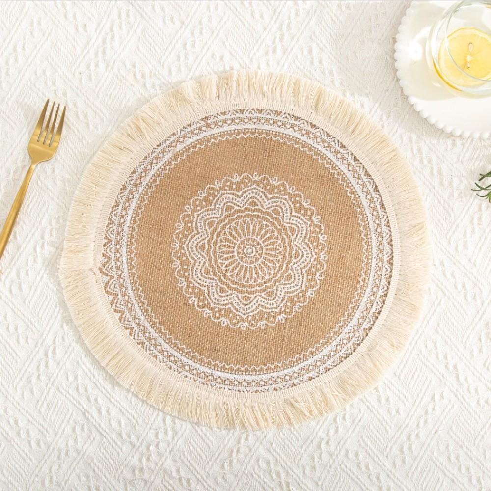 36/38cm Braided Place Mats Heat Resistant Cup Coaster Mat Vintage Round Placemat  Dining Table