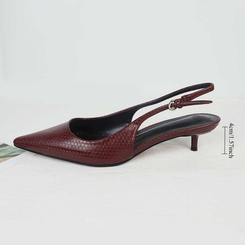 Mode 2025 Frühling High Heels Damen Kleiderschuhe Schlangenmuster Retro-Stil Spitz Mules Slingbacks Elegant Arbeit Büro Dame Pumps