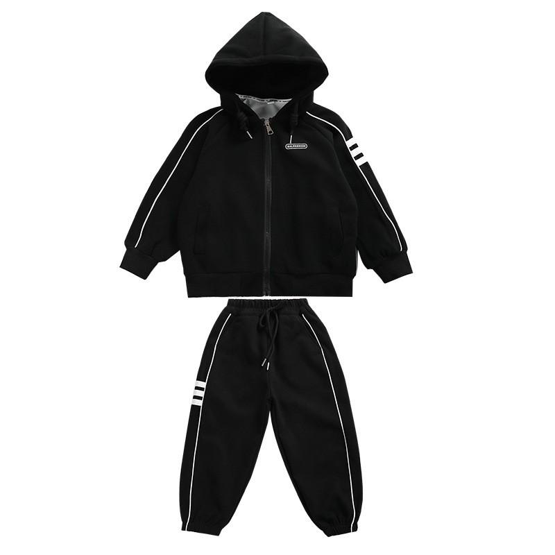 Ensemble de survêtement à capuche zippé en coton pour garçon - Tenue sportive deux pièces pour enfant