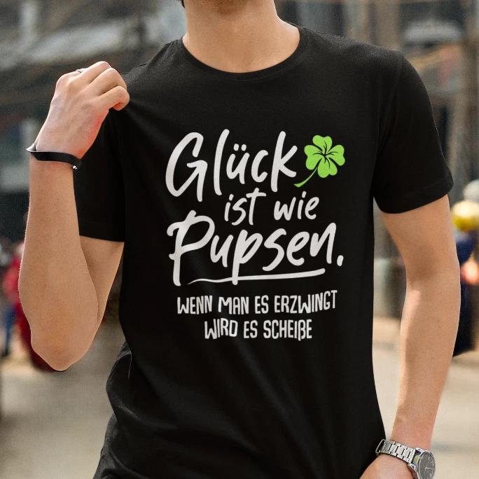 Men s and Women s T-shirts Luck Is Like Fart Cloverleaf Funny Fun Slogan Humour Funny Comedy L