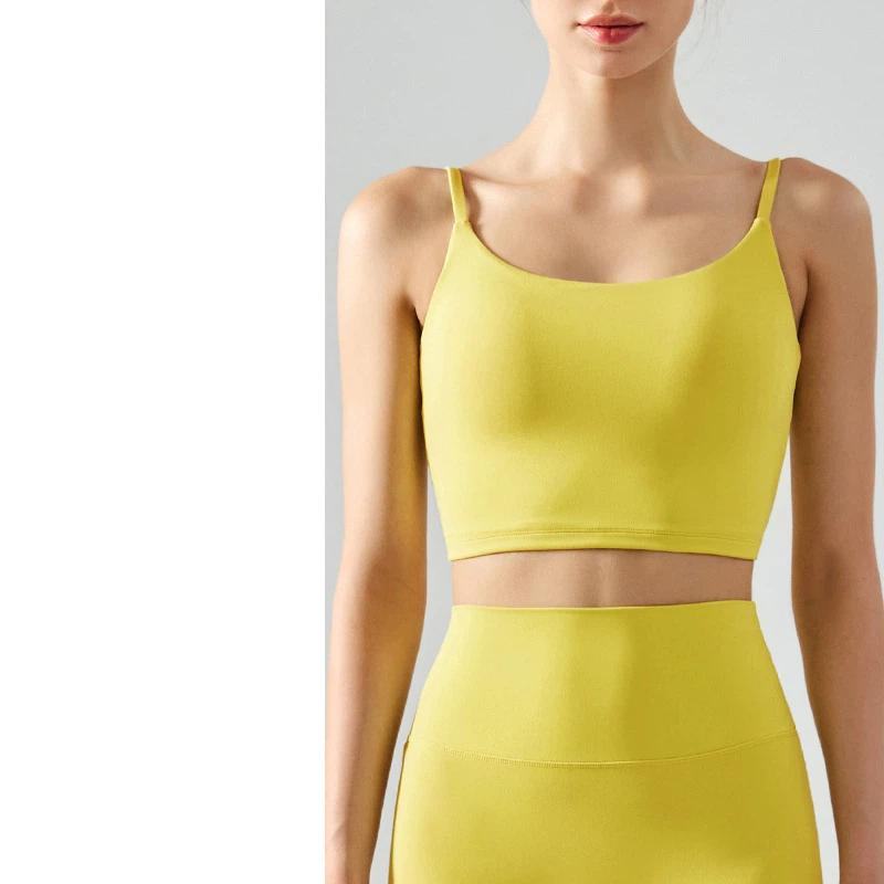 Summer New Yoga Vest Women Seamless Sports Bra Vest Style Square Collar Suspender Fitness Sports Bra