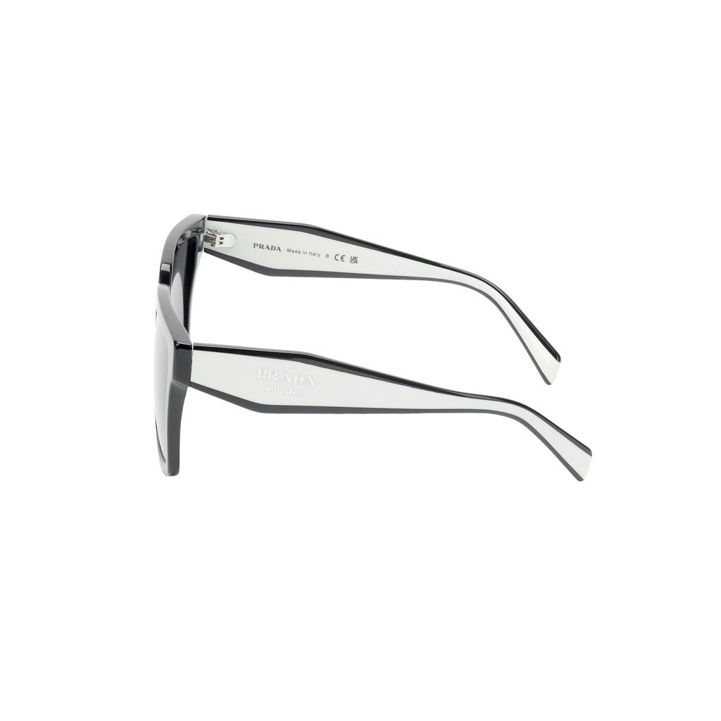 Prada Color Block Logo Irregular Shape Sunglasses Women sunglasses Black 0PR24ZSF1AB5S057
