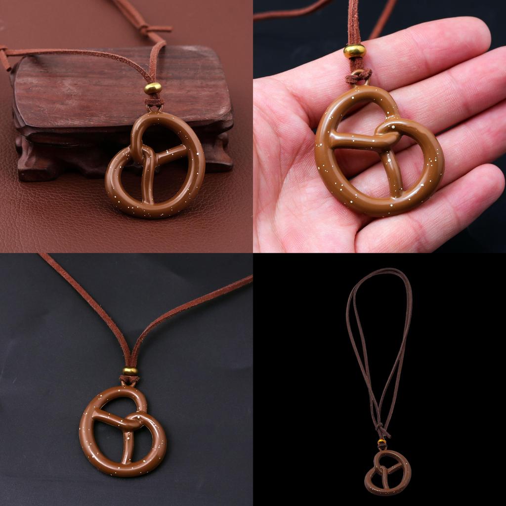 Vintage Art Necklace With Cartoon Bread And Donut Pendant For Unisex Fashion Accessory