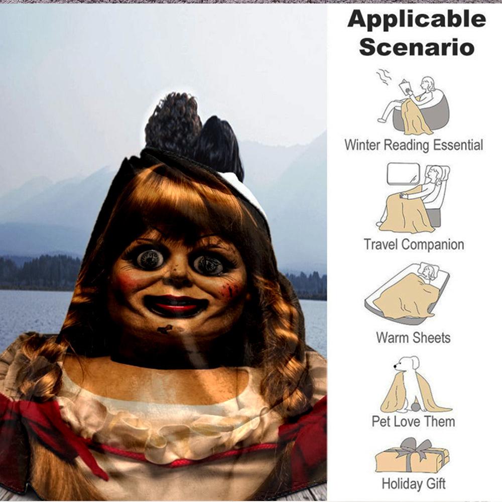 1pc Horror Doll Blanket Lightweight Flannel Blanket Throw Blanket For Sofa, Bed, Travel, Camping, Livingroom, Office, Couch