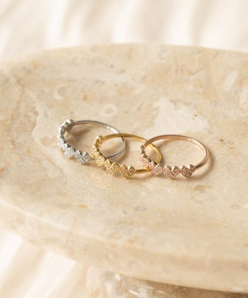 Alleun Silver 925 Cubic Heart Silver Ring Friendship