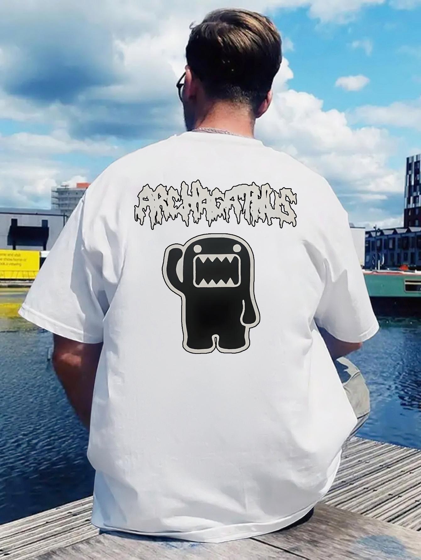 

Retro Rock Band Graphic T-shirt - Casual Crew Neck Short Sleeve Summer Top with Bold Letter Print L