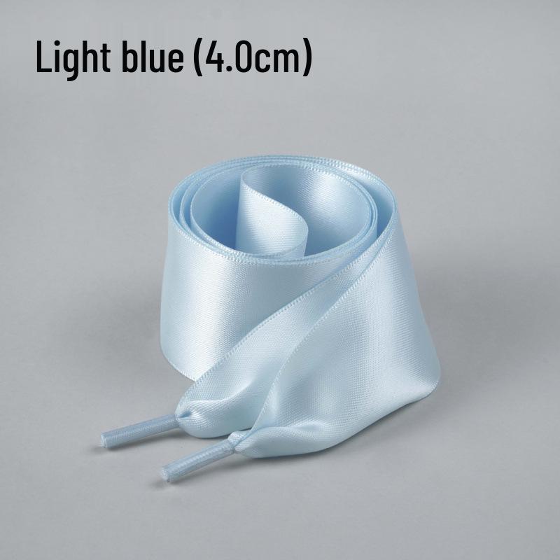 Silk Ballet Style Wide Flat Shoelaces with Bow, Suitable for Wide Holes In White or Black