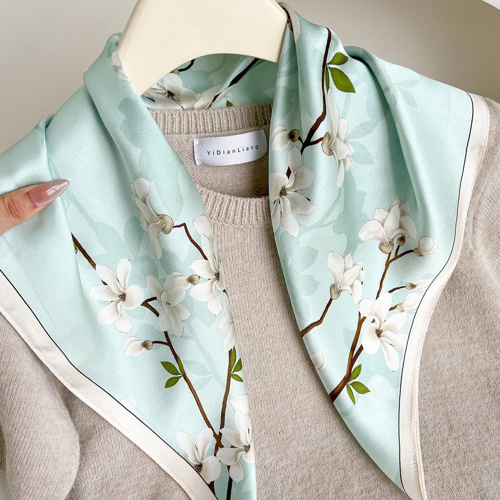 111% Mulberry Silk 71 Square Scarf, New Sky City Professional Decorative Scarf, Commuting To Work Versatile Silk Scarf