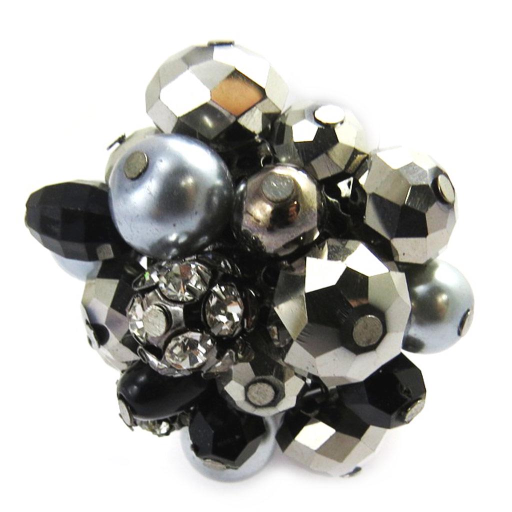 Les Trésors De Lily [M2573] - Anthracite Gray 'Sissi' Crystal Ring - 4 Cm