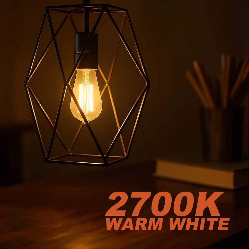 10 PZ Lampadina LED Edison ST64 4W E27 220V Decorazione Vintage Lampada con Filamento in PC Illuminazione Retrò Bianco Caldo Stile Antico per Luci a Stringa