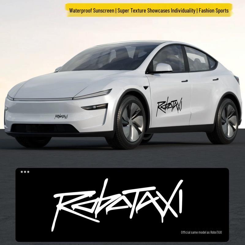Tesla Robotaxi Autonomous Driving Sticker - Cyberpunk Graffiti TPU Film Matte White (Small, 1 piece) - PET