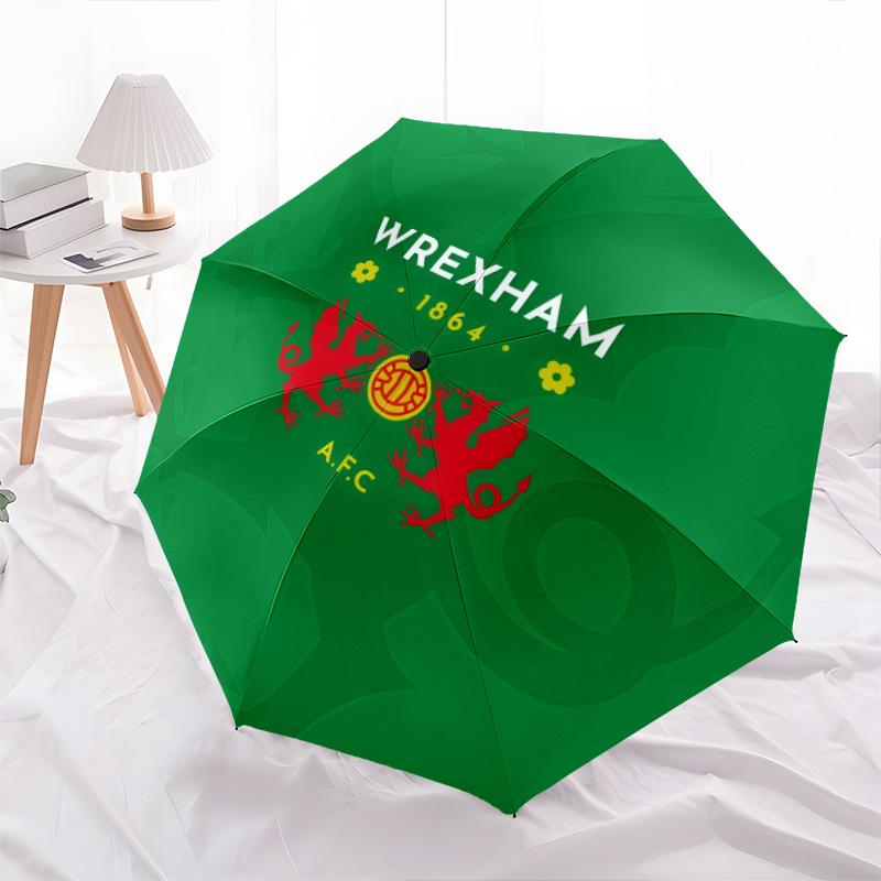 Wrexham AFC pattern, automatic folding umbrella, portable and foldable design, 8 ribs, a Christmas or birthday gift.
