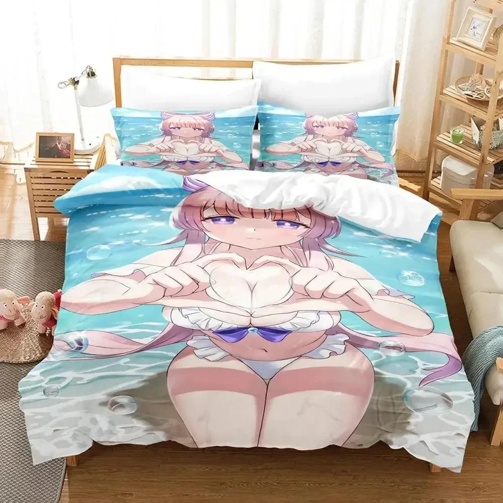 Anime Genshin Impact Sangonomiya Kokomi Sängkläder Set Sovrum Mjuk Modern Sängöverkast Bekväm Påslakan Täcke Örngott