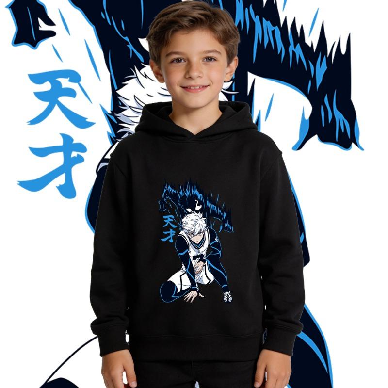 Blue Lock Nagi Seishiro Anime Print Boys Girls Fleece Hoodie Kids Warm Pullover Hooded Sweatshirt for Autumn Winter