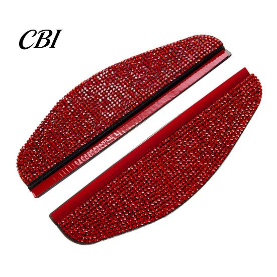 Car Rain Guard for Side Mirrors Rhinestone Mirror Visor Guard, Anti-Glare Rear View Exterior Decorative Accessories Eyebrows, Widened Arc Deflector