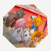 Aristocats-Themen-Regenschirm mit automatischem Öffnen und Schließen, Helle Farbe, 8-Speichen, Tragbar, Geeignet für Männer und Frauen, Ein Perfektes Geschenk für Chr