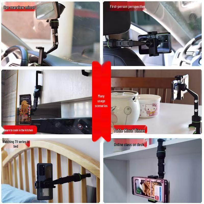 Versatile Car Mount: Rearview Mirror, Rear Seat, Desktop & Kitchen Phone Holder