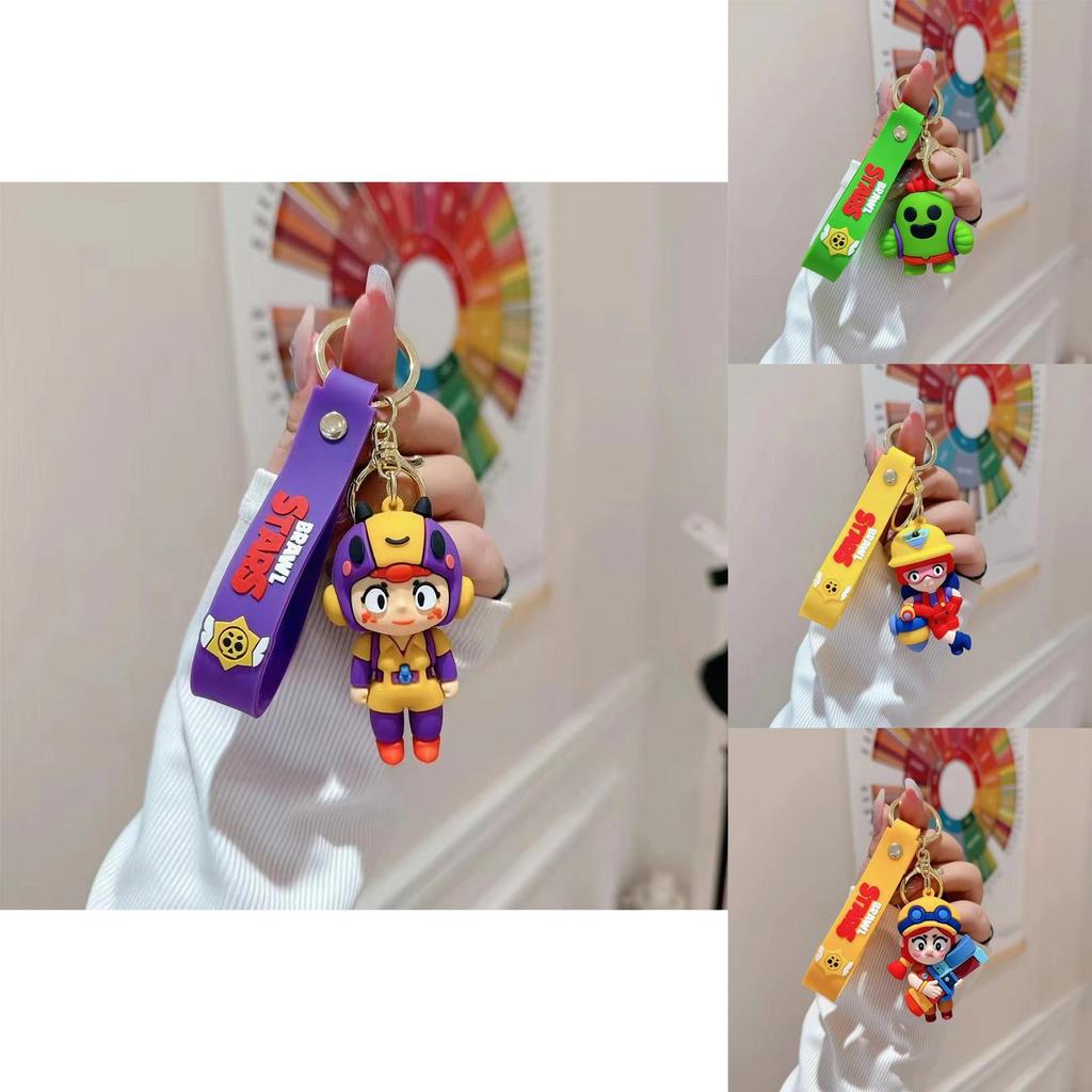 Cute Cartoon Silicone Keychain For Car Keys Brawl Stars Nita Jessie Bea Spikey Paddy