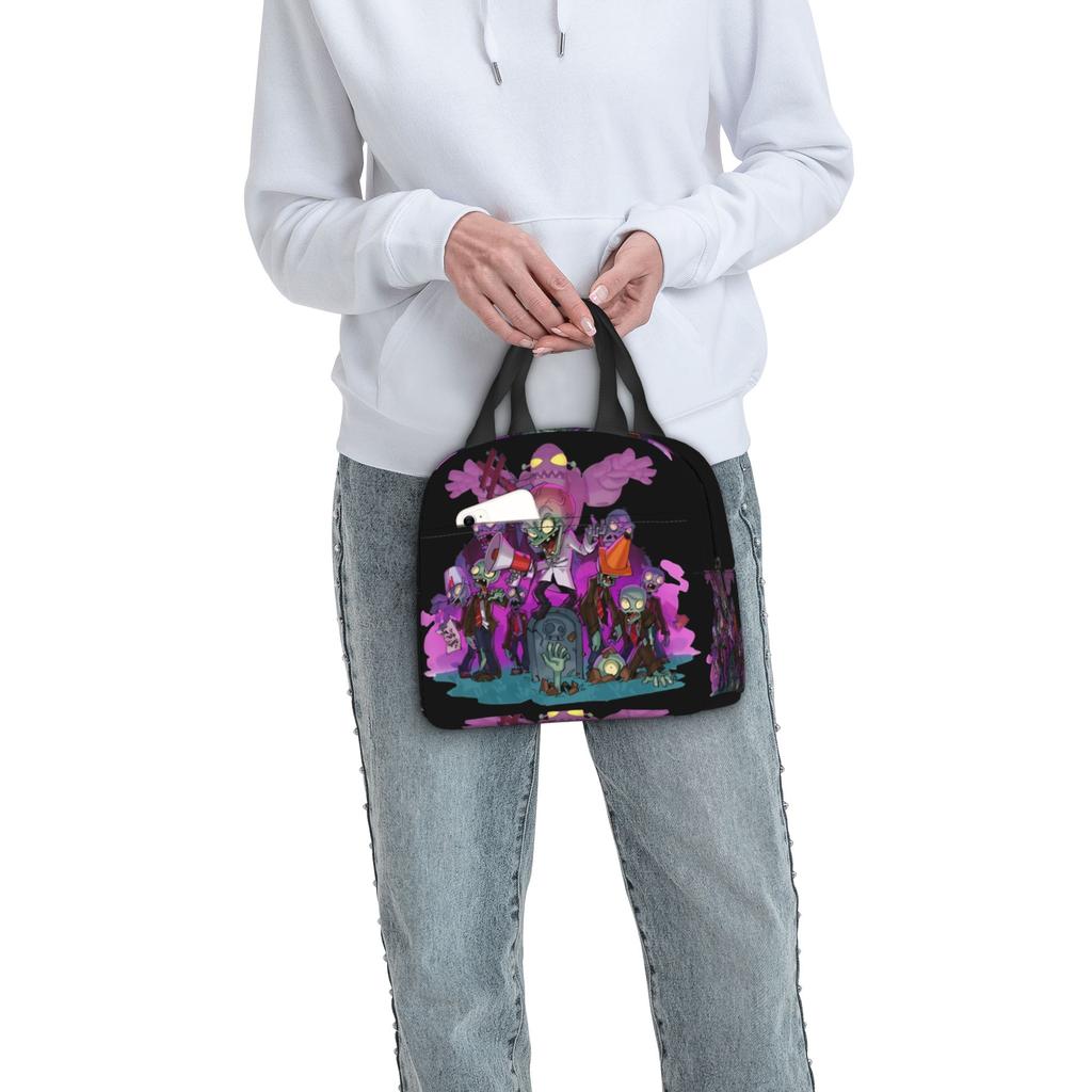 Sacs-repas isothermes personnalisés Plants Gaming Zombies pour Femmes Hommes Refroidisseur Portable Jeu Vidéo Boîte à déjeuner thermique pour le Travail l'École le Voyage
