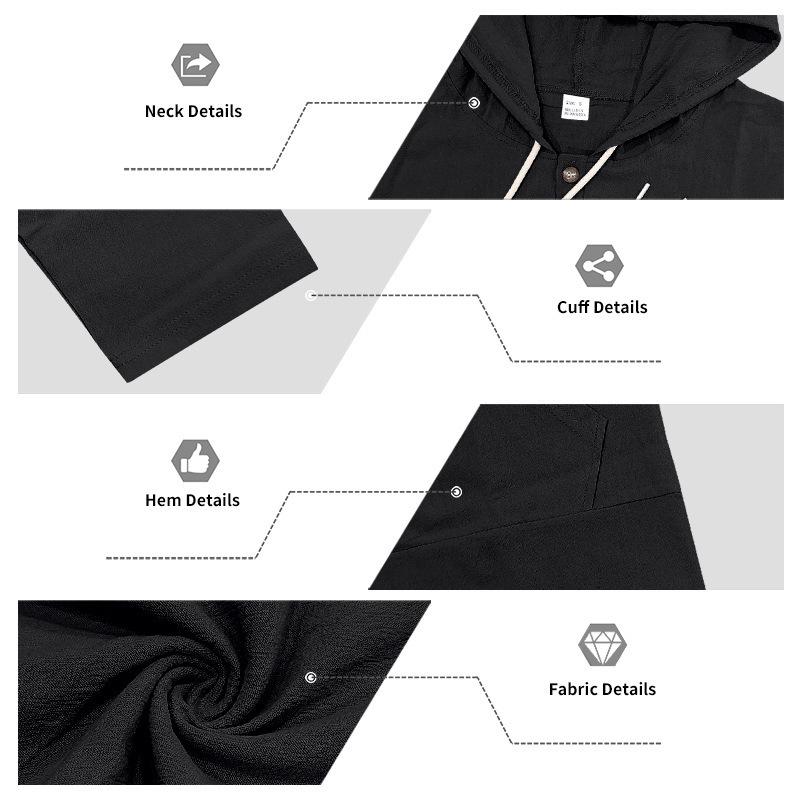 Men's Hooded Linen Shirt and Pants Set - European Casual Style