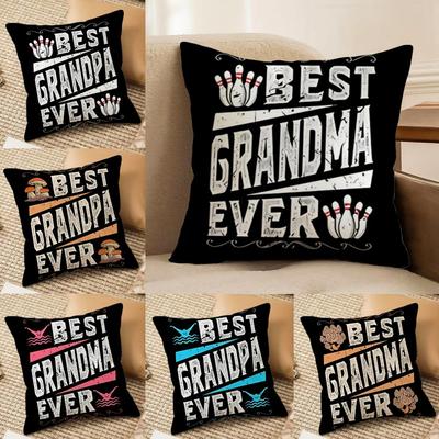 Best Grandpa And Grandma Ever Cushion Cover Short Plush Double-Sided Print Square Throw Pillow Covers Sofa Home Cushion Decor