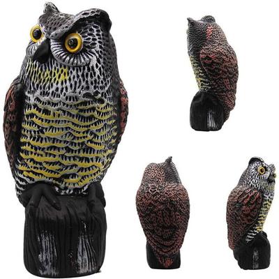 Owl Garden Statue Solar Light Induction Eyes Owl Sculpture Making Sound Figurines