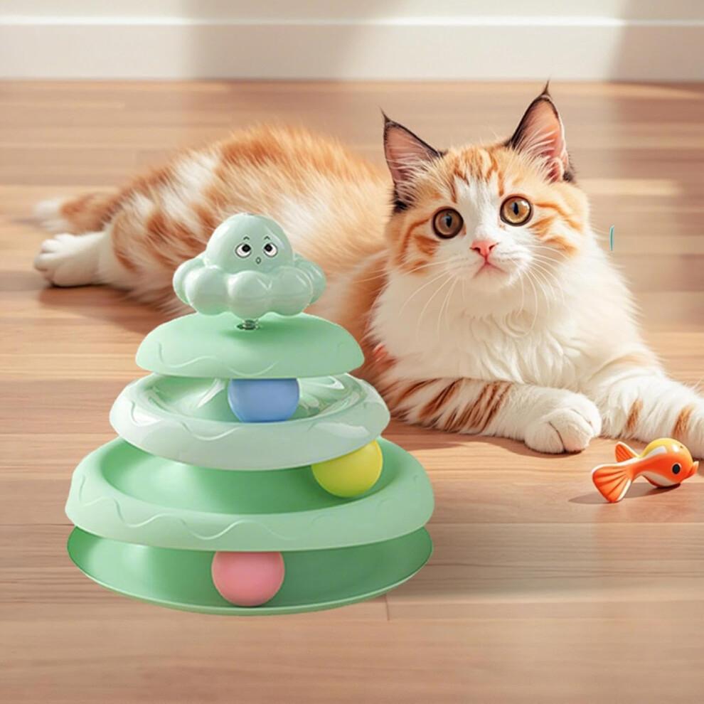 Cat Toy Ball Track Three Layer Anti Slip Scratcher Moving Puzzle Games Interactive Enrichment Indoor Outdoor