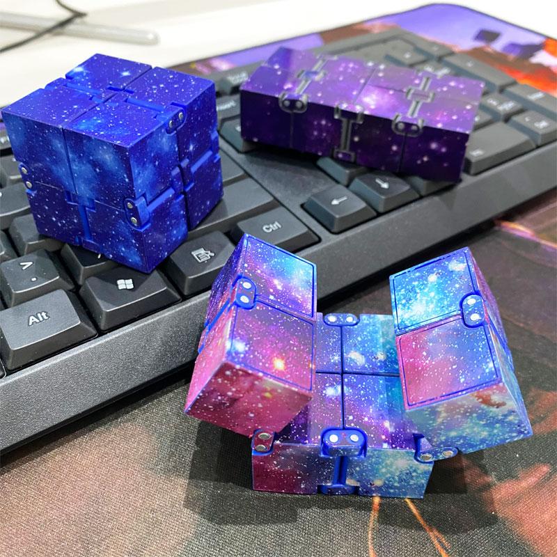 4 Style Fidget Sensory Cube Toys Starry Sky Infinity Square Stress Relief Cube Fingertip Toys for Children Adult