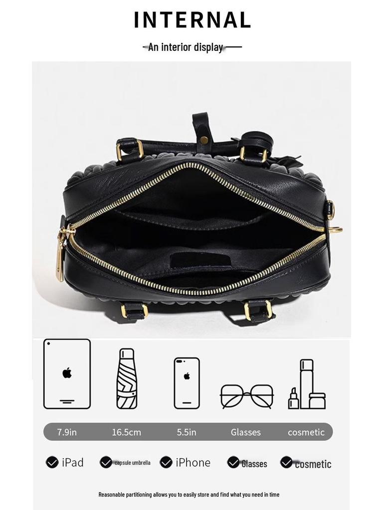 Hochwertige Damen-Lammleder Bowling Schulter-/Crossbody-Tasche