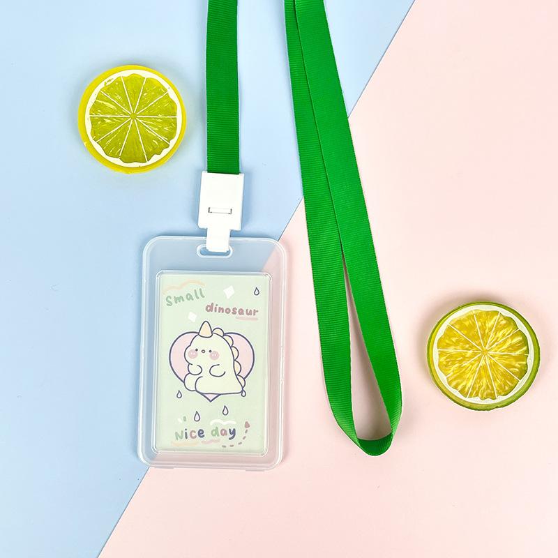 Ins Cute Transparent Lanyard Card Cover Student Bus Cards Case Cartoon Work Card Covers Credit Card Holder Id Holder with Rope