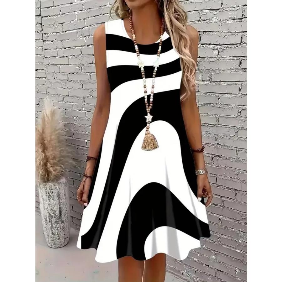 Ladies' New Summer with Stylish Printed Sleeveless Dress A-Line Casual Spring And Summer Vest Dresses Y2K Fitted Flowing Dress