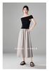 Wrinkled mulberry silk half skirt 2026 summer commuting versatile elastic waist mid long A-line umbrella skirt
