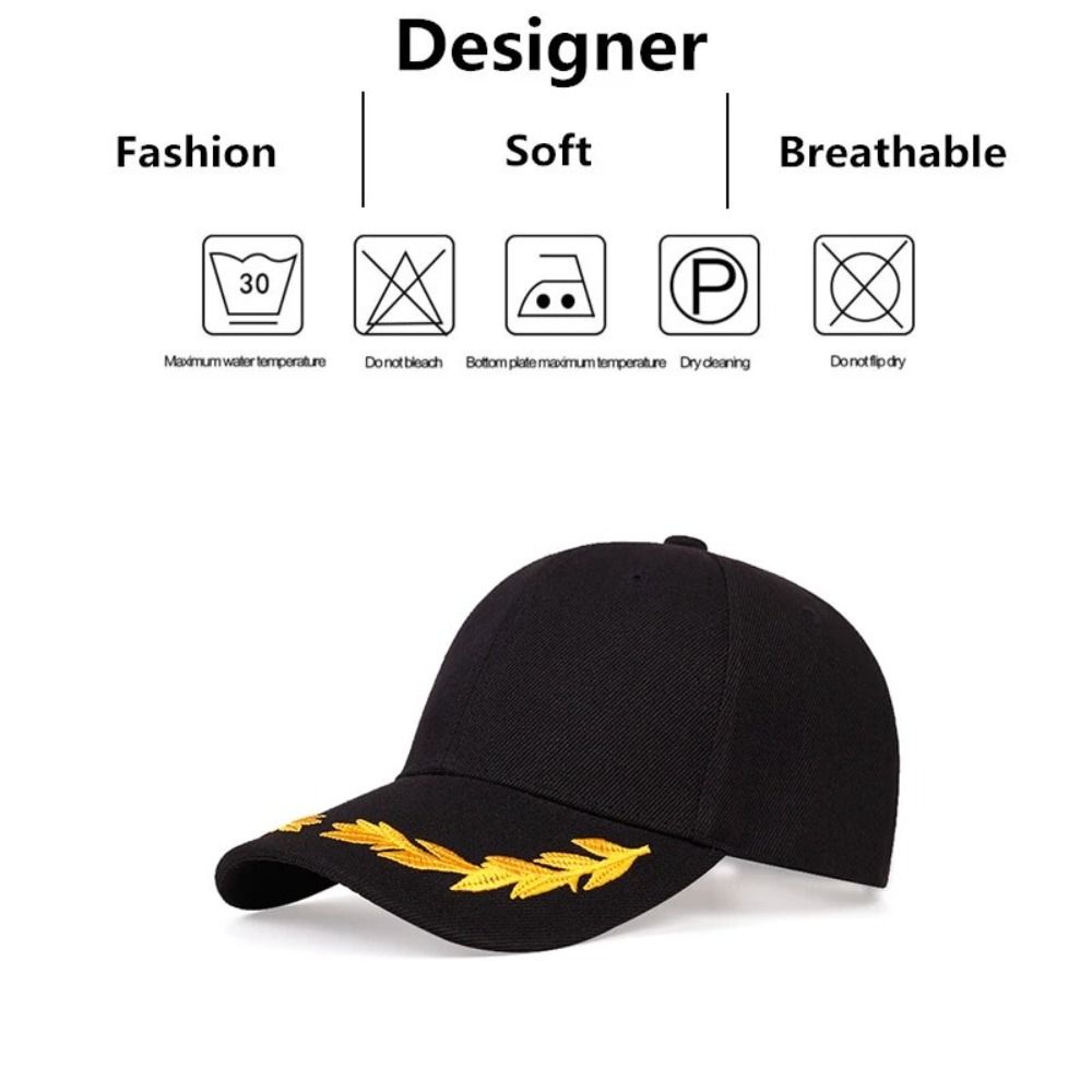 Brim Design Baseball Caps Wheat Ear Embroidery Sunscreen Hat Casual Hats  Outdoor Activities