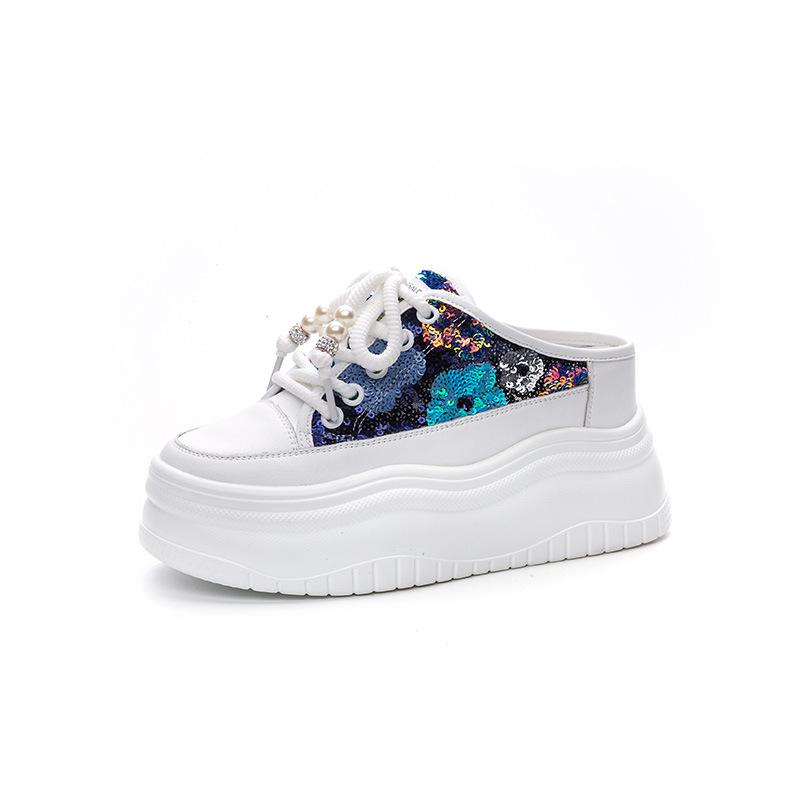Baotou half slippers women's  new breathable cool slippers wear versatile thick soles inside to increase the height of women's shoes tide