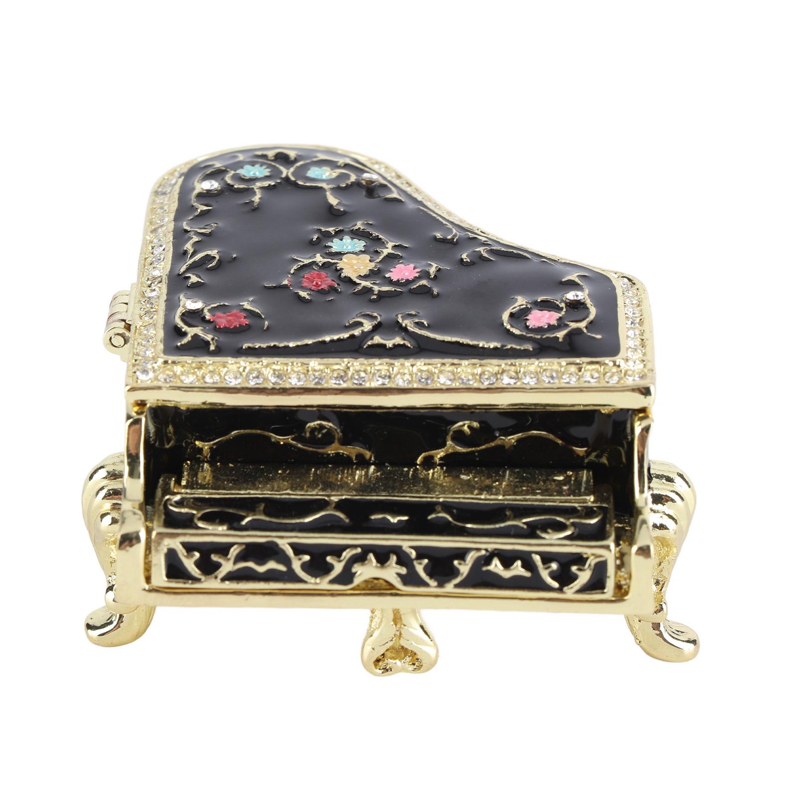 

Мини-шкатулка для безделушек в форме пианино из эмали, черная тема, раскрашенный вручную сплав, декоративный органайзер для украшений