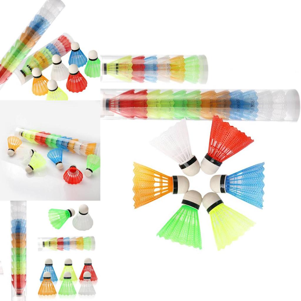 Jenorway Bunte Plastik-Badmintonbälle im Eimer Ideal für Kinder Schaumstoffballköpfe Vollrund Federstil